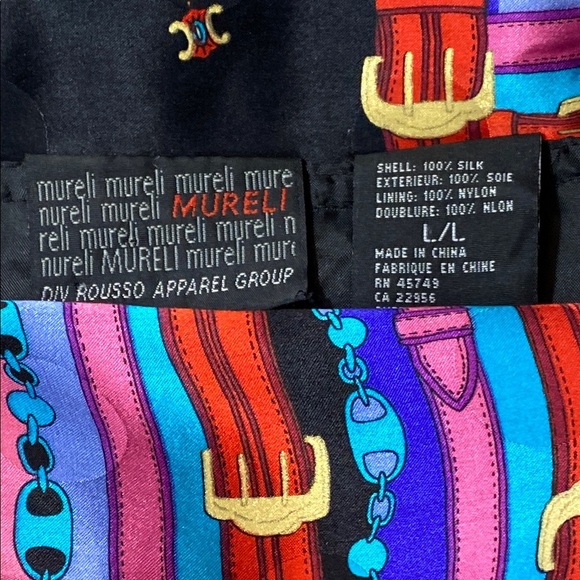 VNTG Mureli 100% Silk Vibrant Purple and Red Bomber Jacket with Artistic Flair - Picture 2 of 10